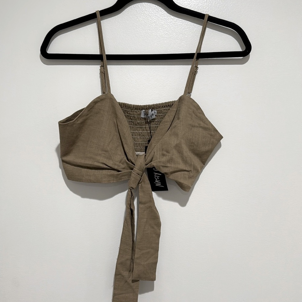 Nasty Gal “Is It Crop In Here” Knot Linen Top